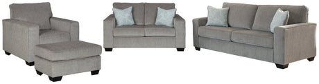 Side view of Altari Alloy loveseats and chair