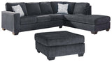 Side view of Altari Slate 2-piece sectional sofa with ottoman