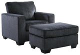 Side view of Altari Slate Gray Chair and Ottoman
