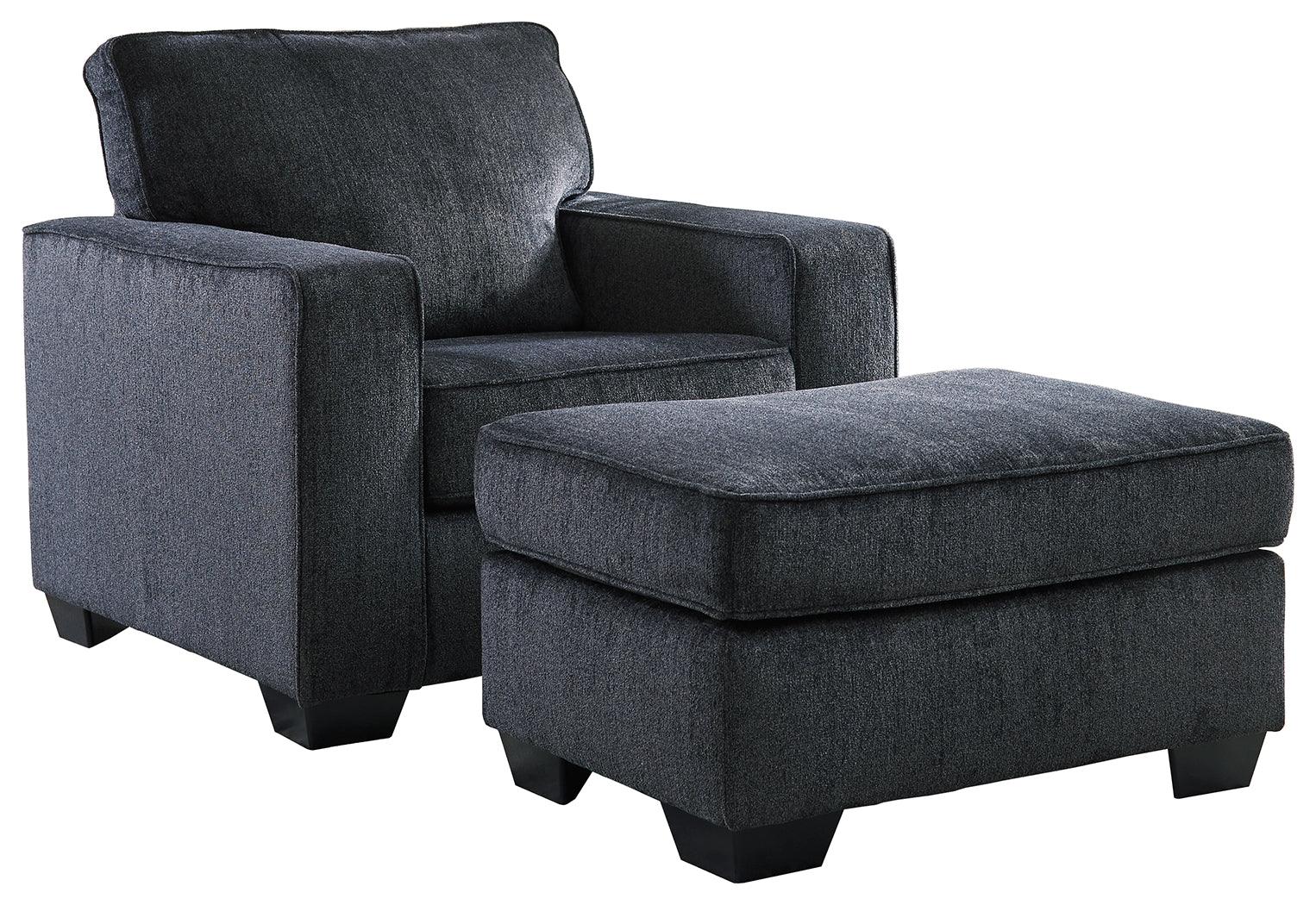 Side view of Altari Slate Gray Chair and Ottoman