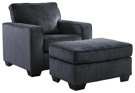 Side view of Altari Slate Gray Chair and Ottoman