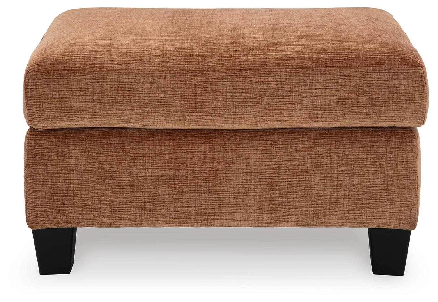 Amity Bay Clay Chenille Ottoman close-up upholstery