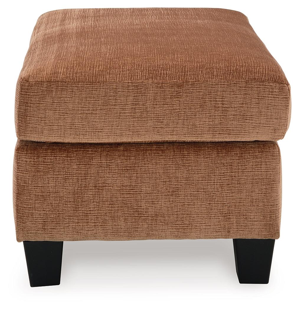 Amity Bay Clay Chenille Ottoman tapered leg detail