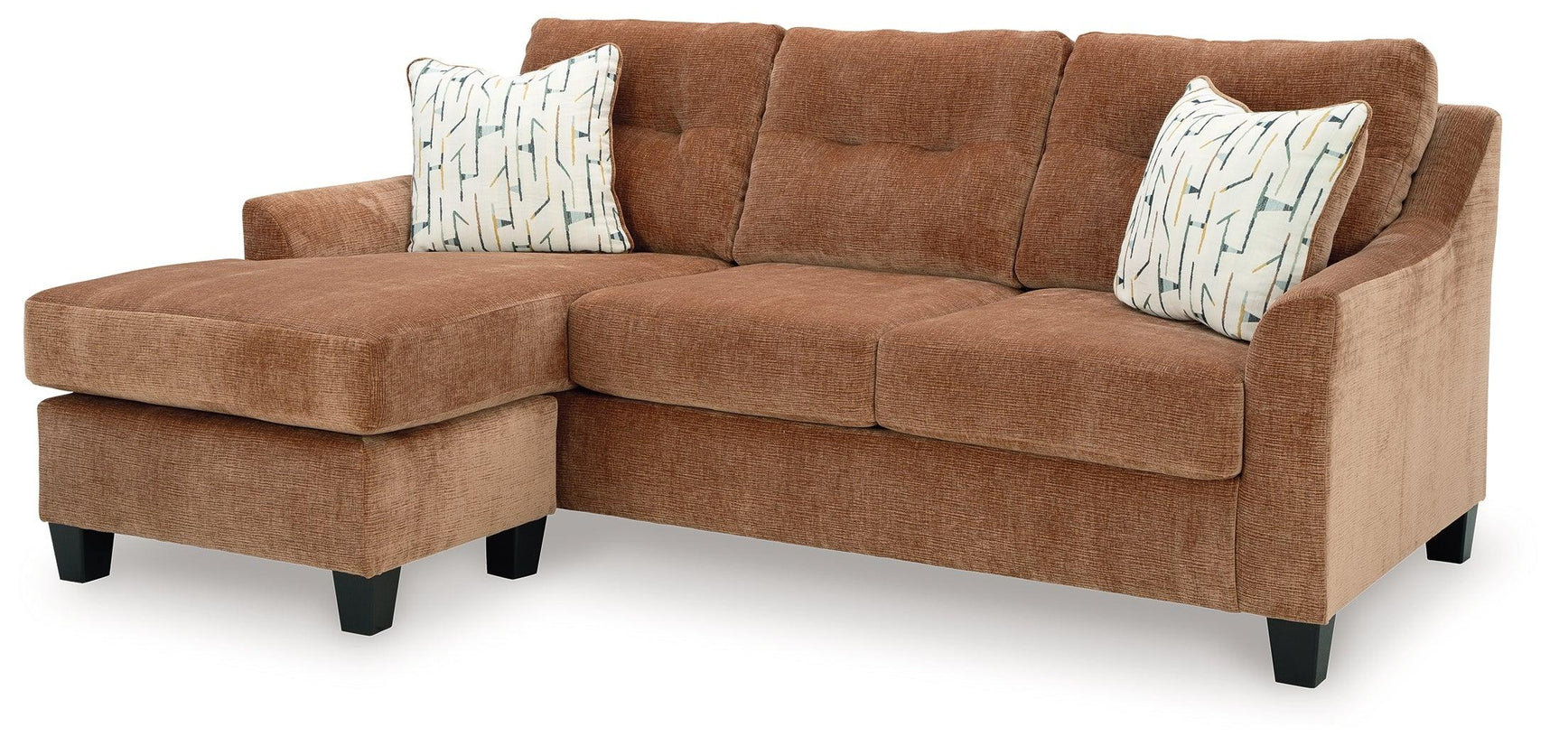 Amity Bay Clay Chenille Sofa Chaise angled front view