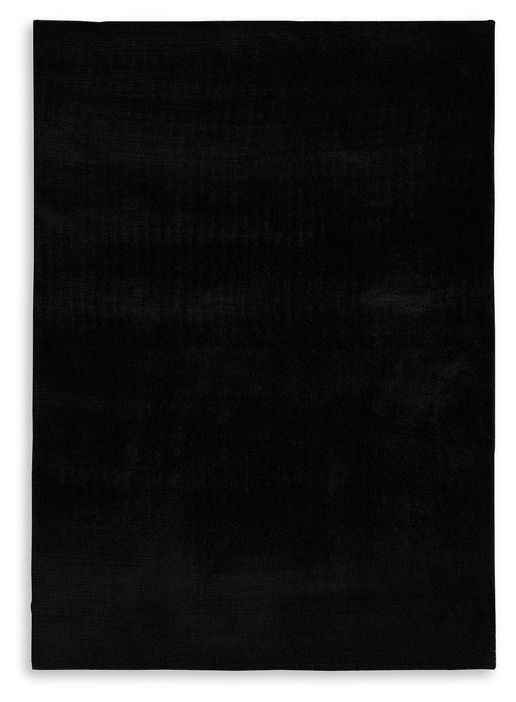 Anaben Black 8 foot by 10 foot plush shag rug corner close-up
