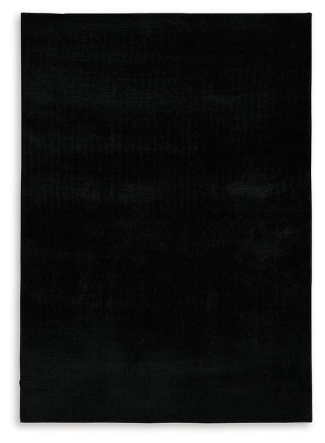 Anaben Black 8 foot by 10 foot plush shag rug corner close-up