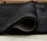 Anaben Black 8 foot by 10 foot plush shag rug room setting