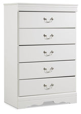 main view of white sleigh bed