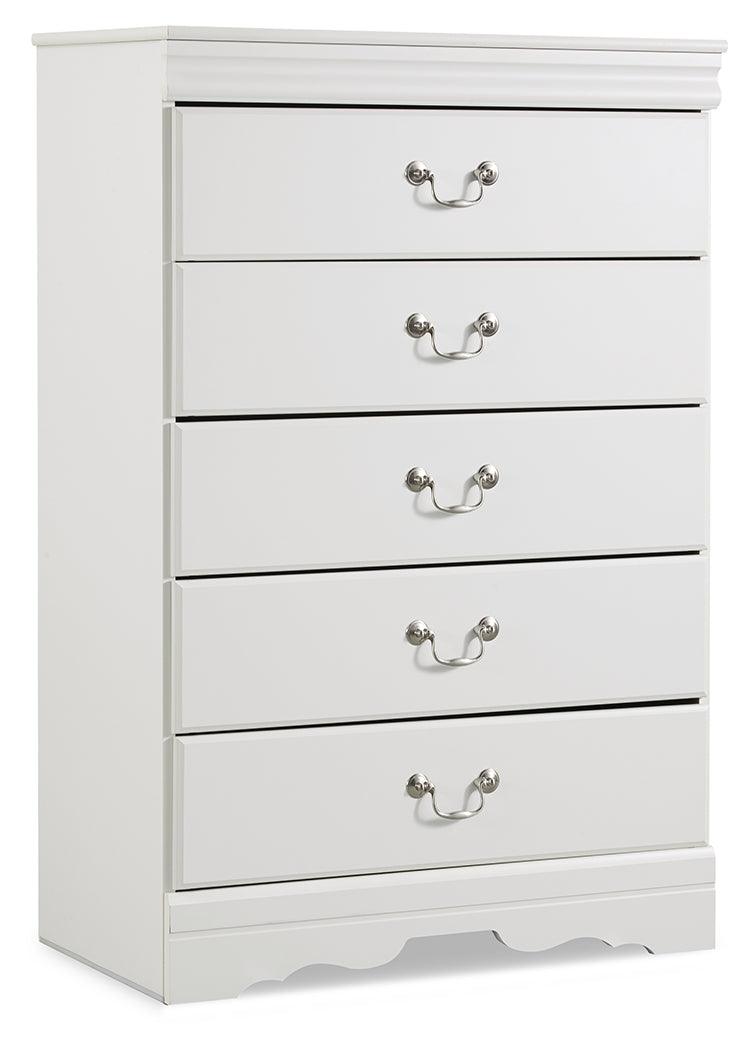 main view of white sleigh bed