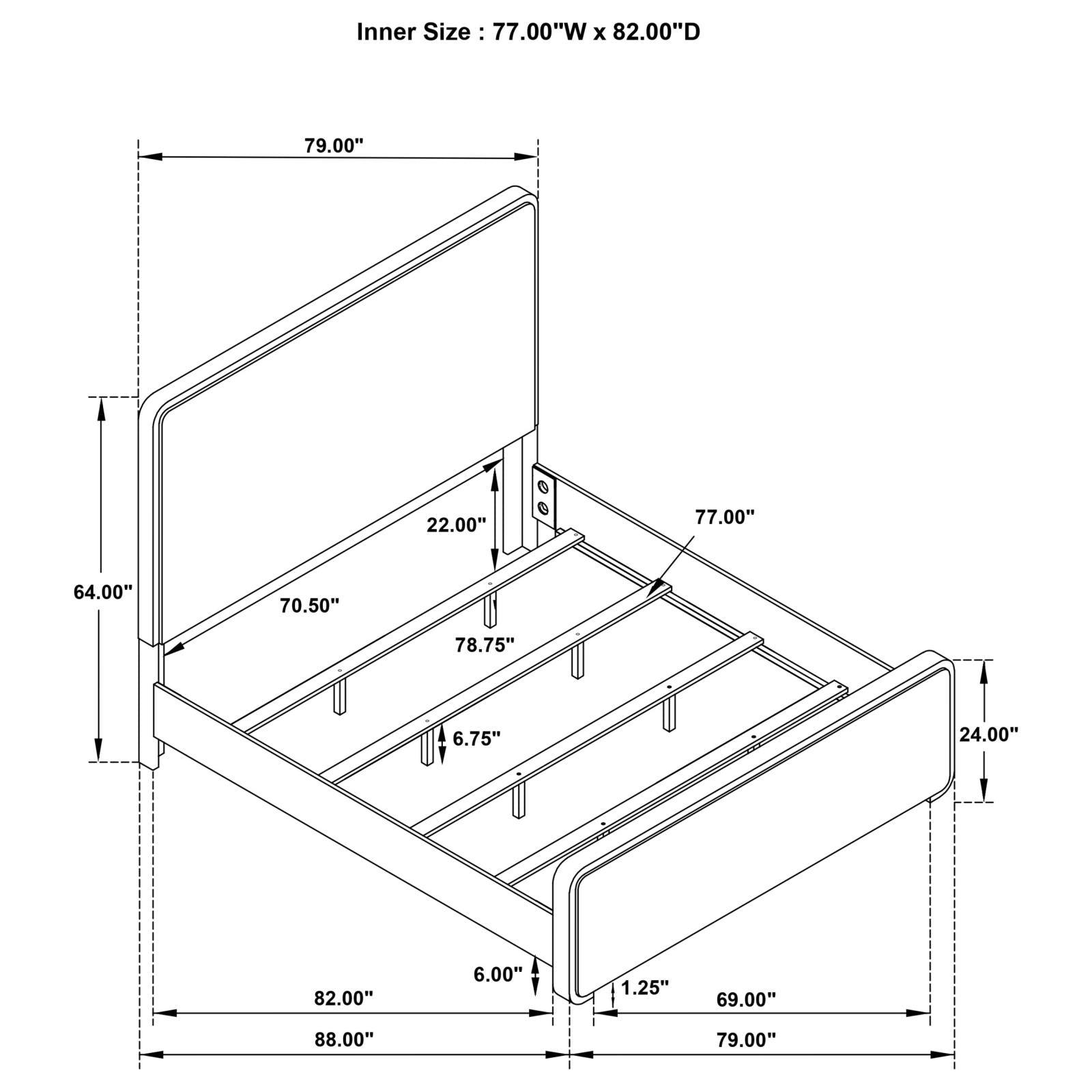 Assembly hardware and bed frame connection detail