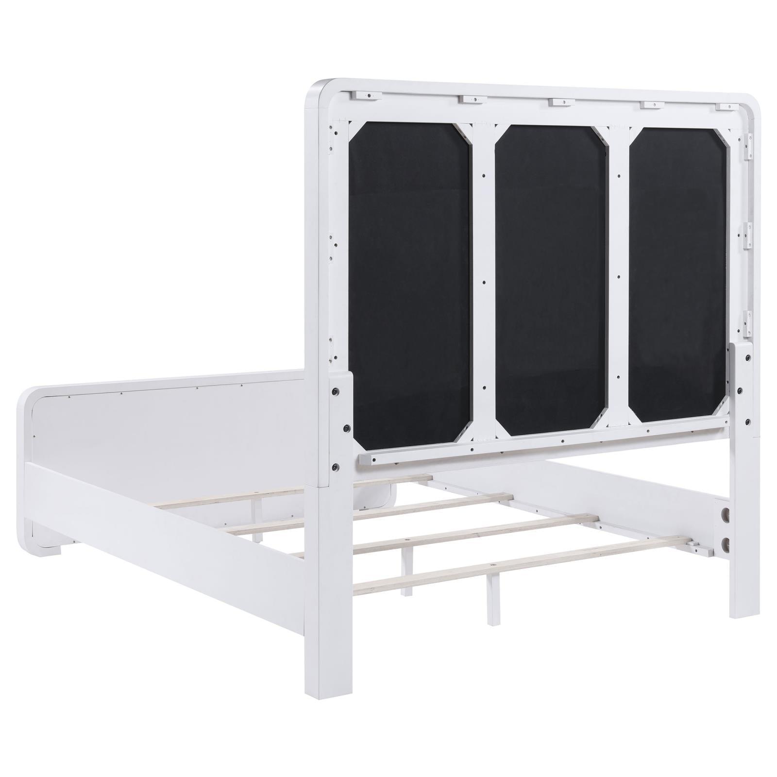Anastasia Queen Panel Bed showing rounded corners and solid wood frame