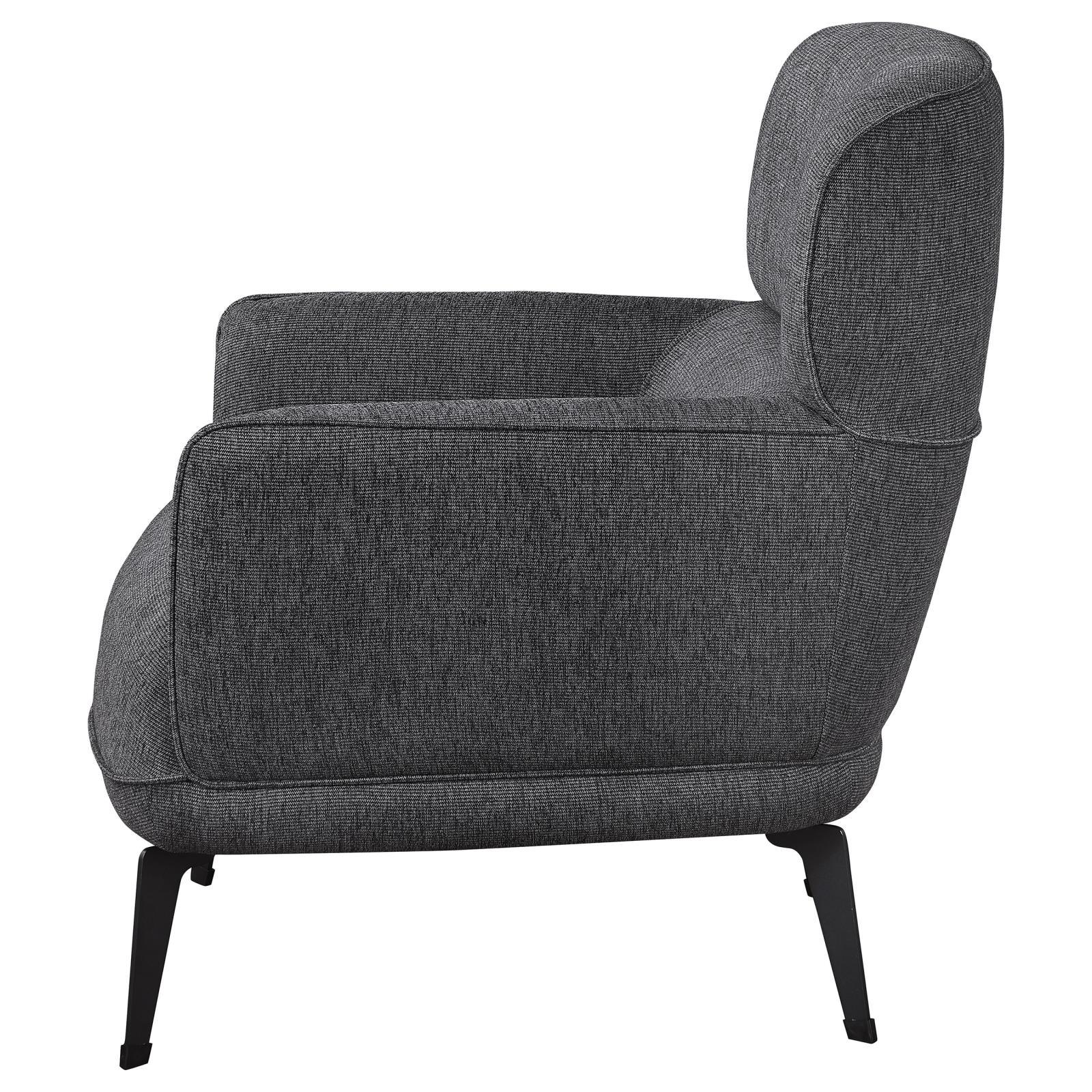 Andrea Heavy Duty High Back Grey Accent Chair black metal legs