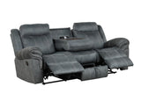 Andres Grey grey faux leather reclining sofa with modern sleek design