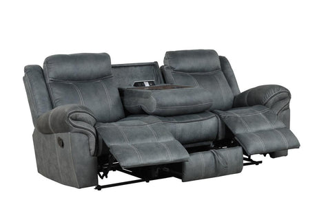 Andres Grey grey faux leather reclining sofa with modern sleek design