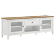 Angela 2-Door Wooden 67-inch TV Stand front view in brown and white