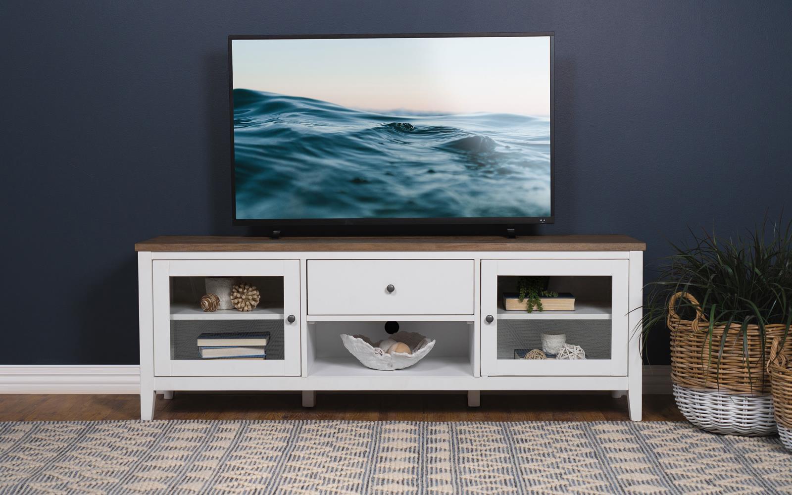 Close-up of Angela TV stand metal knob hardware