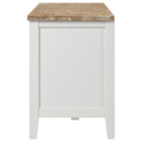 Angela TV stand showing wire management hole
