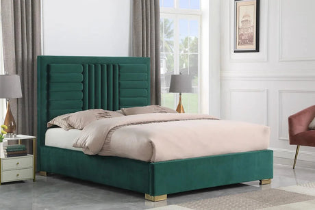 Anita Green Upholstered Queen Platform Bed front view