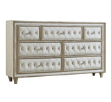 Main view of Antonella Ivory and Camel Upholstered Tufted Bedroom Set bed