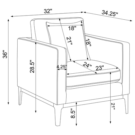 Apperson 3-Piece Upholstered Track Arm Sofa Set Light Grey side view