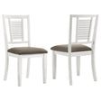 Appleton Ladder Back Dining Side Chair front view showing white ladder back and brown cushion