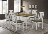 Appleton Ladder Back Dining Side Chair white finish with dark brown cushioned seat