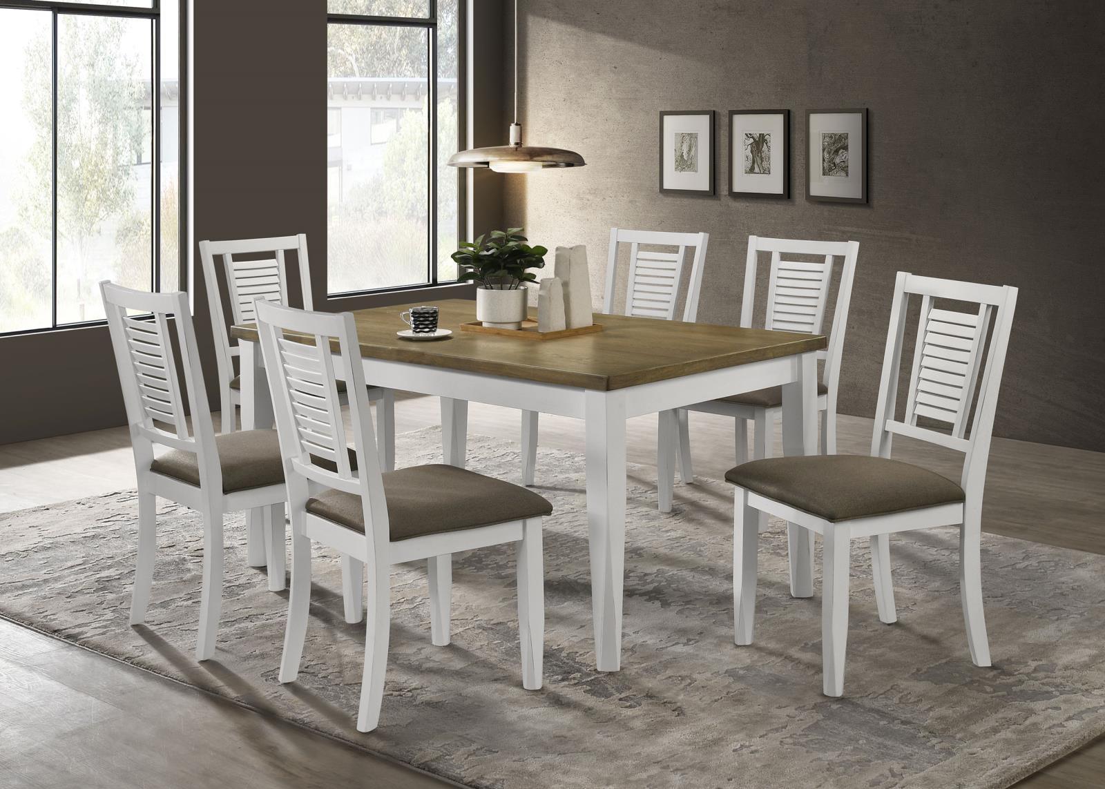 Appleton Ladder Back Dining Side Chair white finish with dark brown cushioned seat