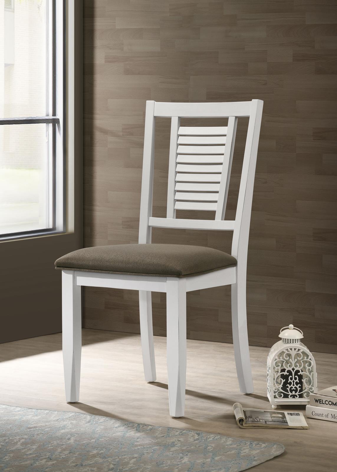 Side angle of Appleton Ladder Back Dining Side Chair white and brown set of 2