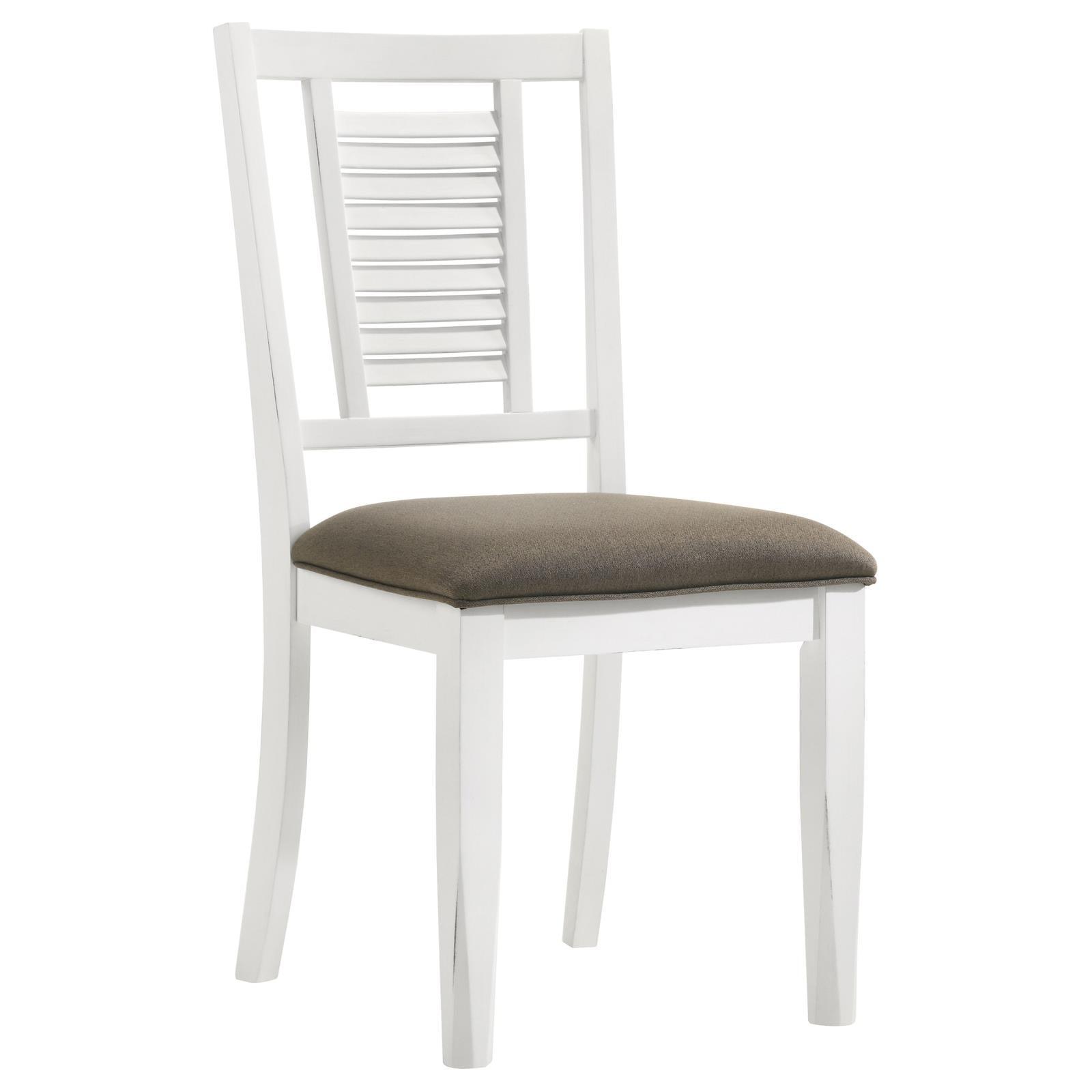 Close-up of foam cushioned dark brown fabric seat on Appleton Ladder Back Chair