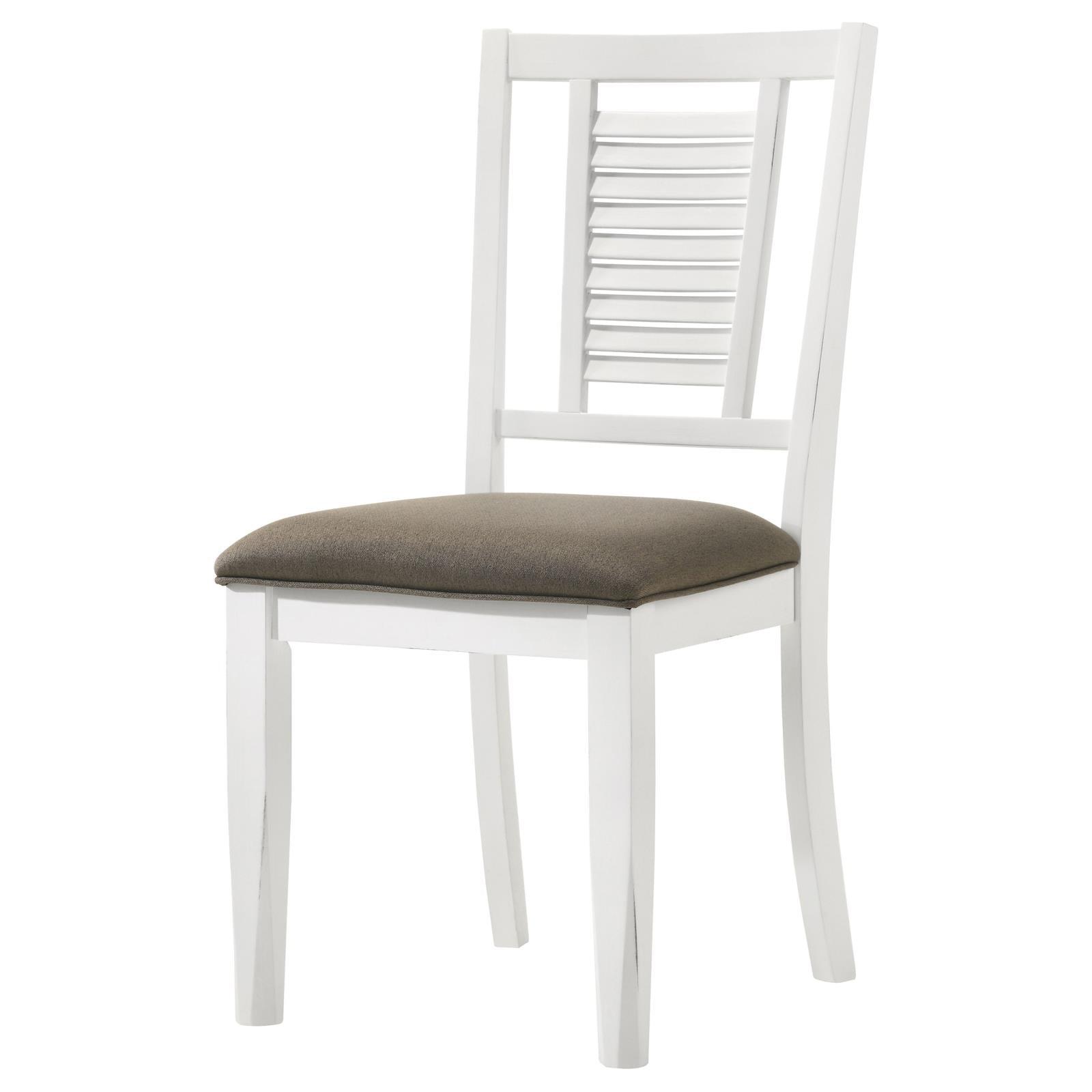 Set of 2 Appleton Ladder Back Dining Side Chairs with white finish and brown seats in dining room