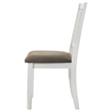 Appleton Ladder Back Dining Side Chair white finish with dark brown cushioned seat