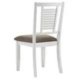 Appleton Ladder Back Dining Side Chair white finish with dark brown cushioned seat
