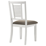 Appleton Ladder Back Dining Side Chair white finish with dark brown cushioned seat