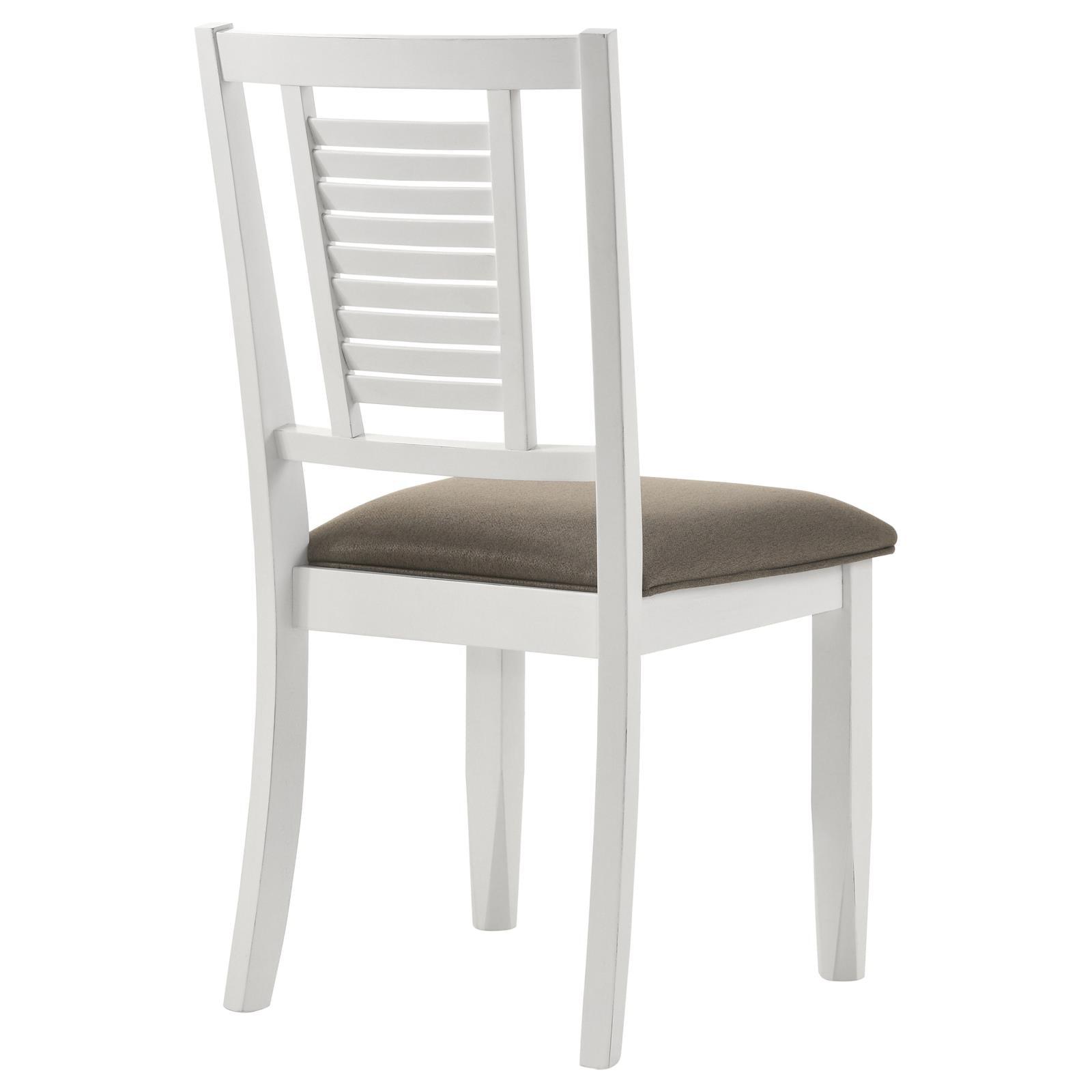 Appleton Ladder Back Dining Side Chair white finish with dark brown cushioned seat