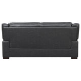 Detail of Arabella Brown Faux Leather 3-Piece Living Room Set upholstery