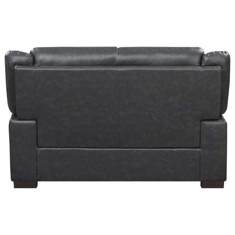 Side profile of Arabella Brown Faux Leather 3-Piece Living Room Set