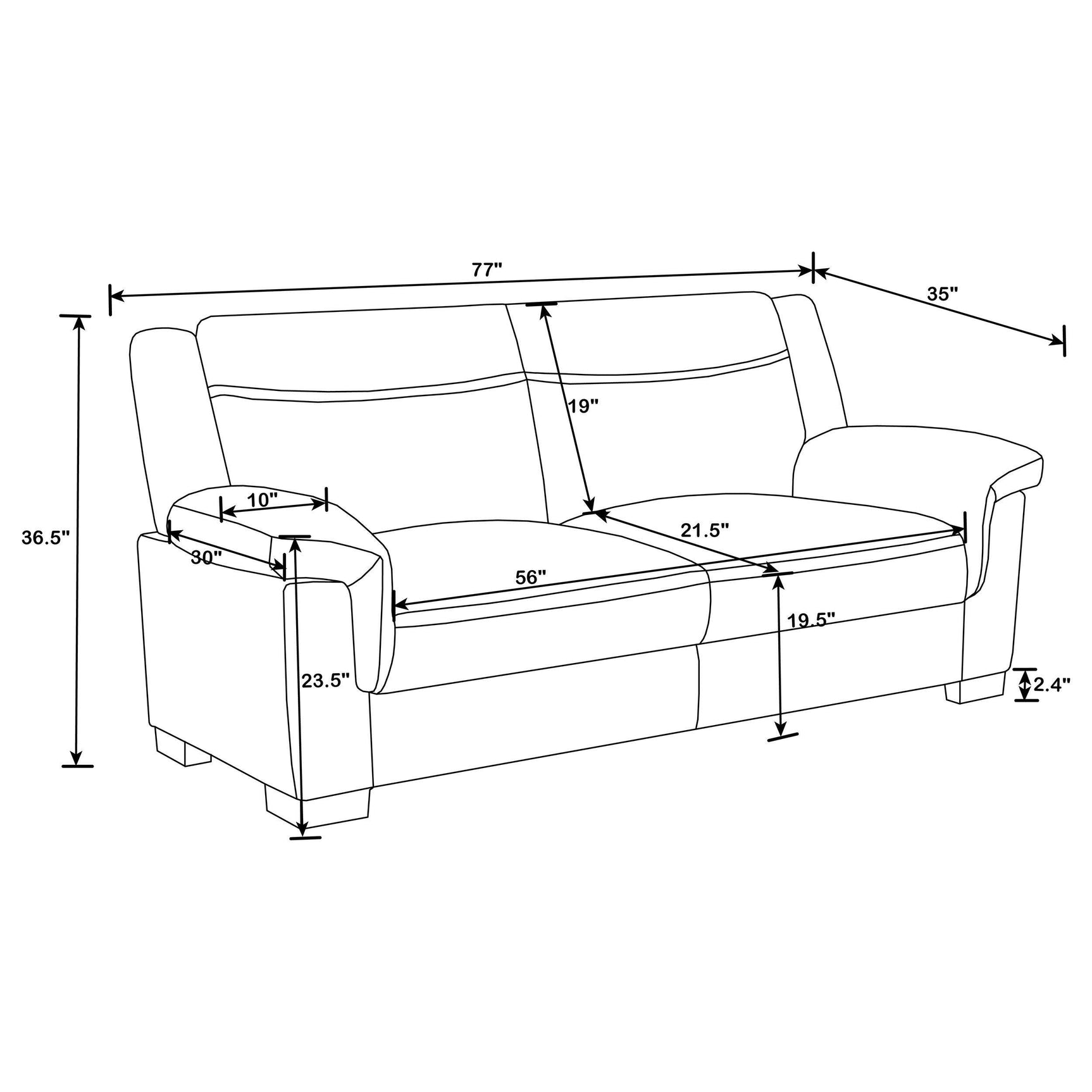 Side view showcasing frame and cushions