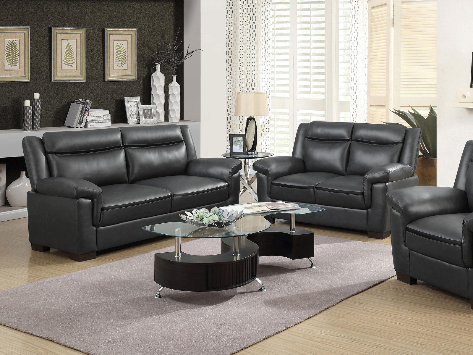 main view of Arabella Brown Faux Leather 2-Piece Living Room Set furniture