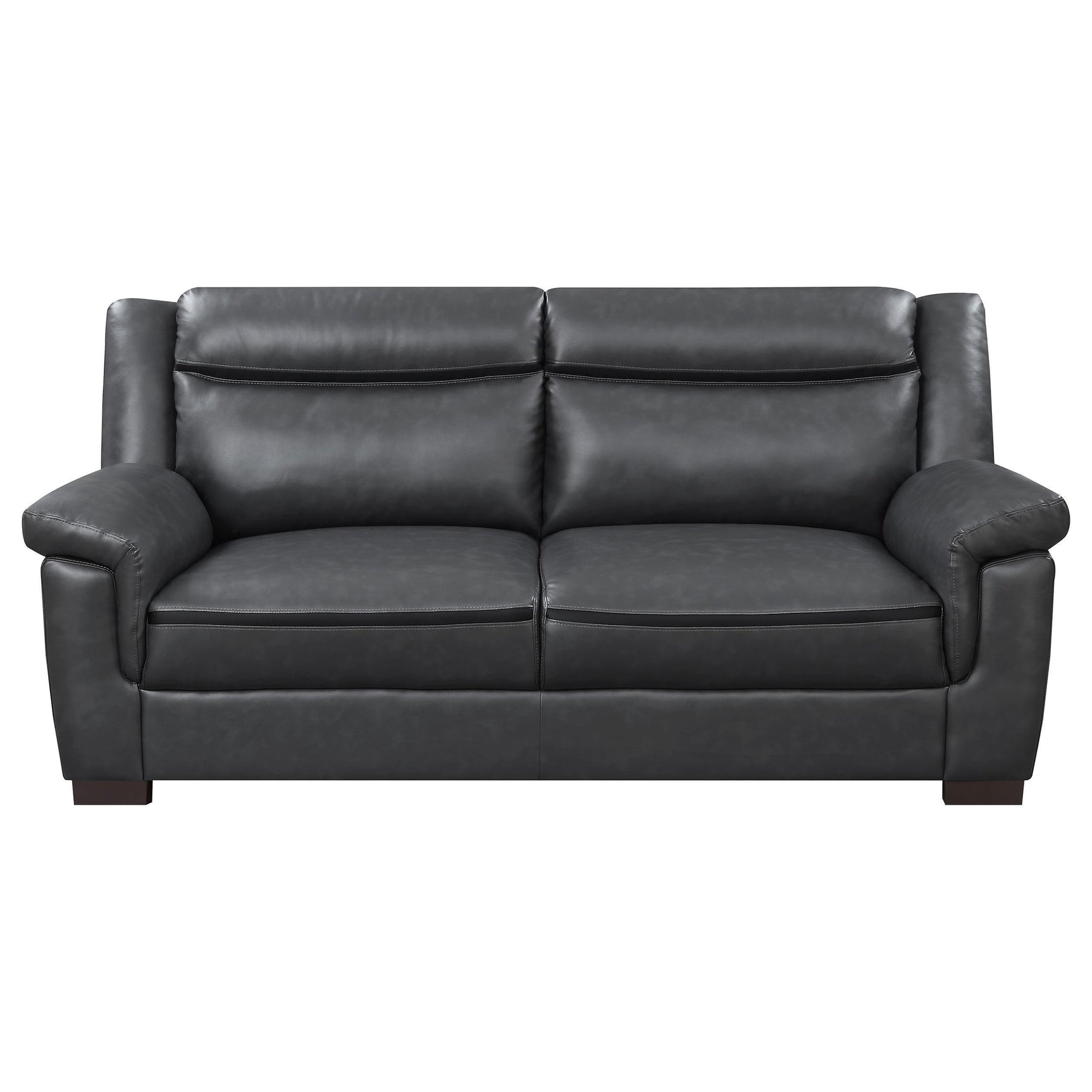 Arabella Brown Faux Leather 2-Piece Living Room Set loveseat side view