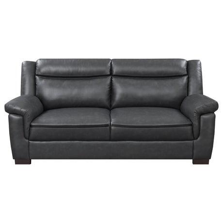Arabella Brown Faux Leather 2-Piece Living Room Set loveseat side view