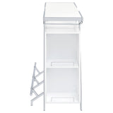 Araceli white high gloss home bar with chrome metal frame and LED lighting