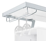 Araceli white high gloss home bar with chrome metal frame and LED lighting