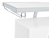 Araceli white high gloss home bar with chrome metal frame and LED lighting