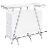 Interior shelving and bottle racks of Araceli home bar cabinet