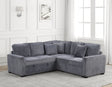 Main view of Ariel charcoal sectional sofa with pull-out bed
