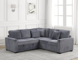 Main view of Ariel charcoal sectional sofa with pull-out bed
