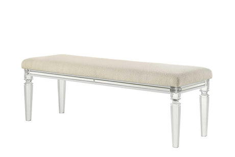 Aria Beige Upholstered Bench, front angle view