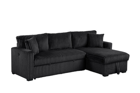 Aria Black Fabric Sectional Sofa with Pull-Out Bed and Storage Chaise main view