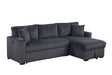 Main view of Aria Charcoal sectional sofa with pull-out bed and storage chaise