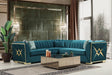Ariana Sea Foam Blue Velvet Sectional sofa main front view